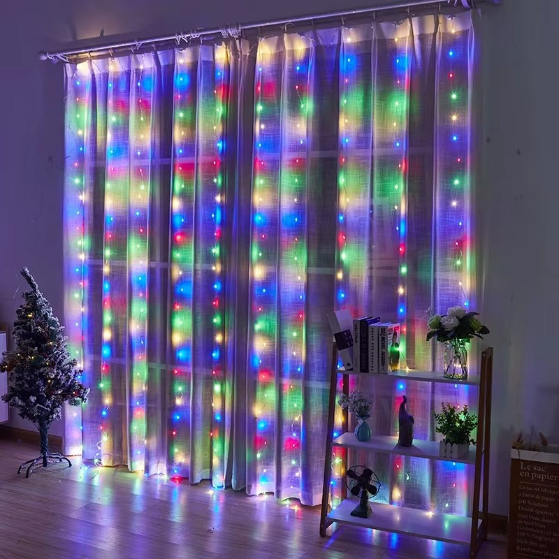 3*3m 300LED PVC Curtain String Lights USB Remote Control